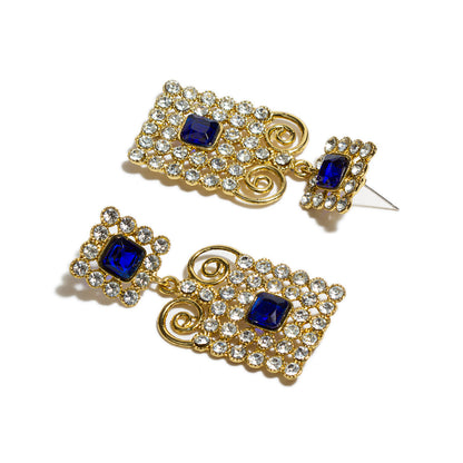 bindhani gold plated blue white stone earring women