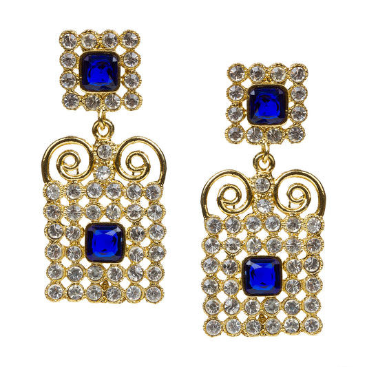 bindhani gold plated blue white stone earring women