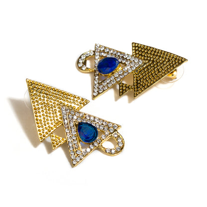 bindhani gold plated blue white stone earrings for women