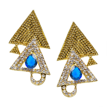 bindhani gold plated blue white stone earrings for women