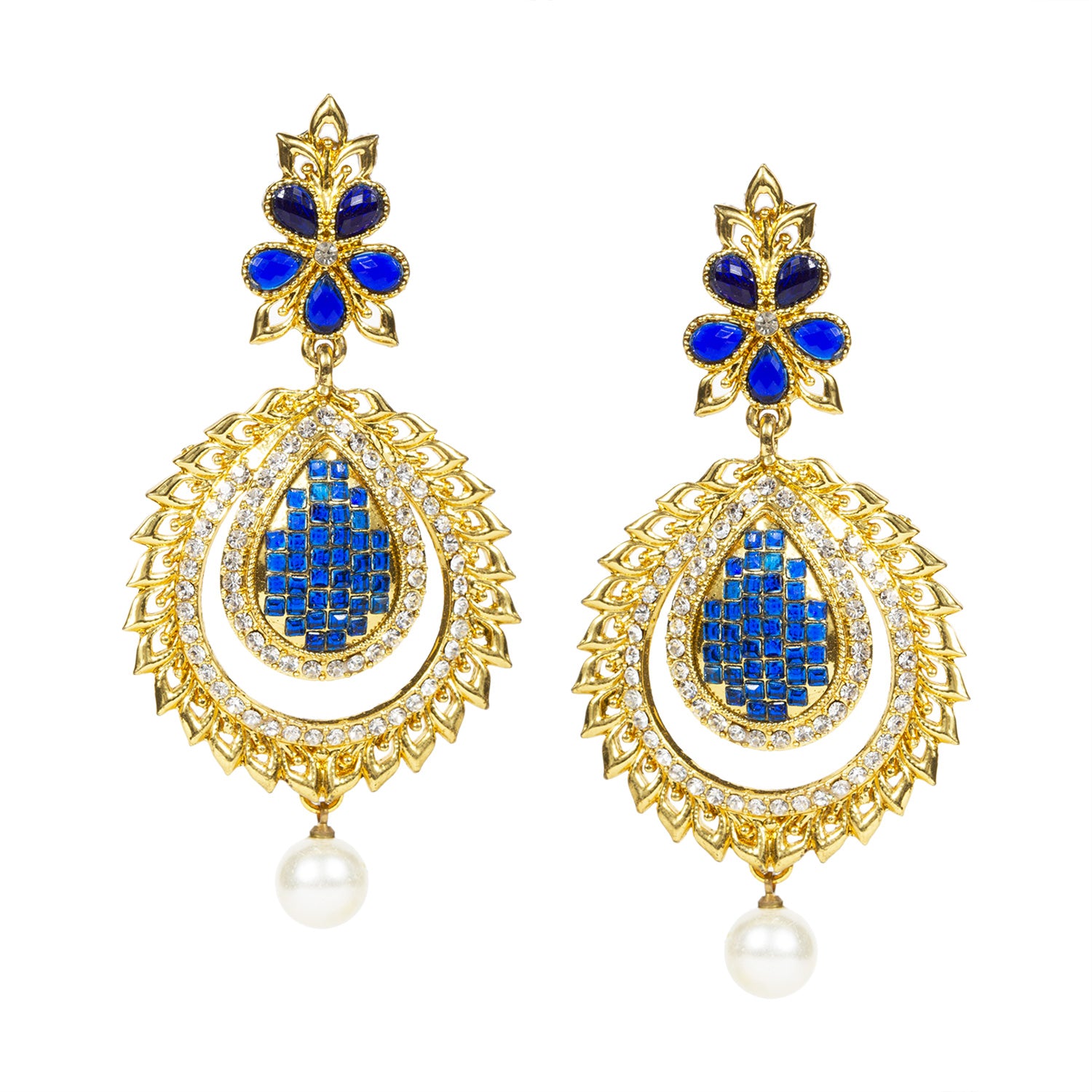 Yellow Chimes Blue Stone Studded Classic Drop Earrings Buy Yellow Chimes Blue  Stone Studded Classic Drop Earrings Online at Best Price in India  Nykaa