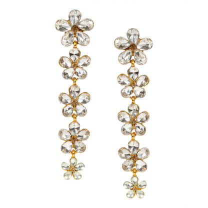 bindhani gold plated gold stone flower shape five step long gold stone earrings for women and girls