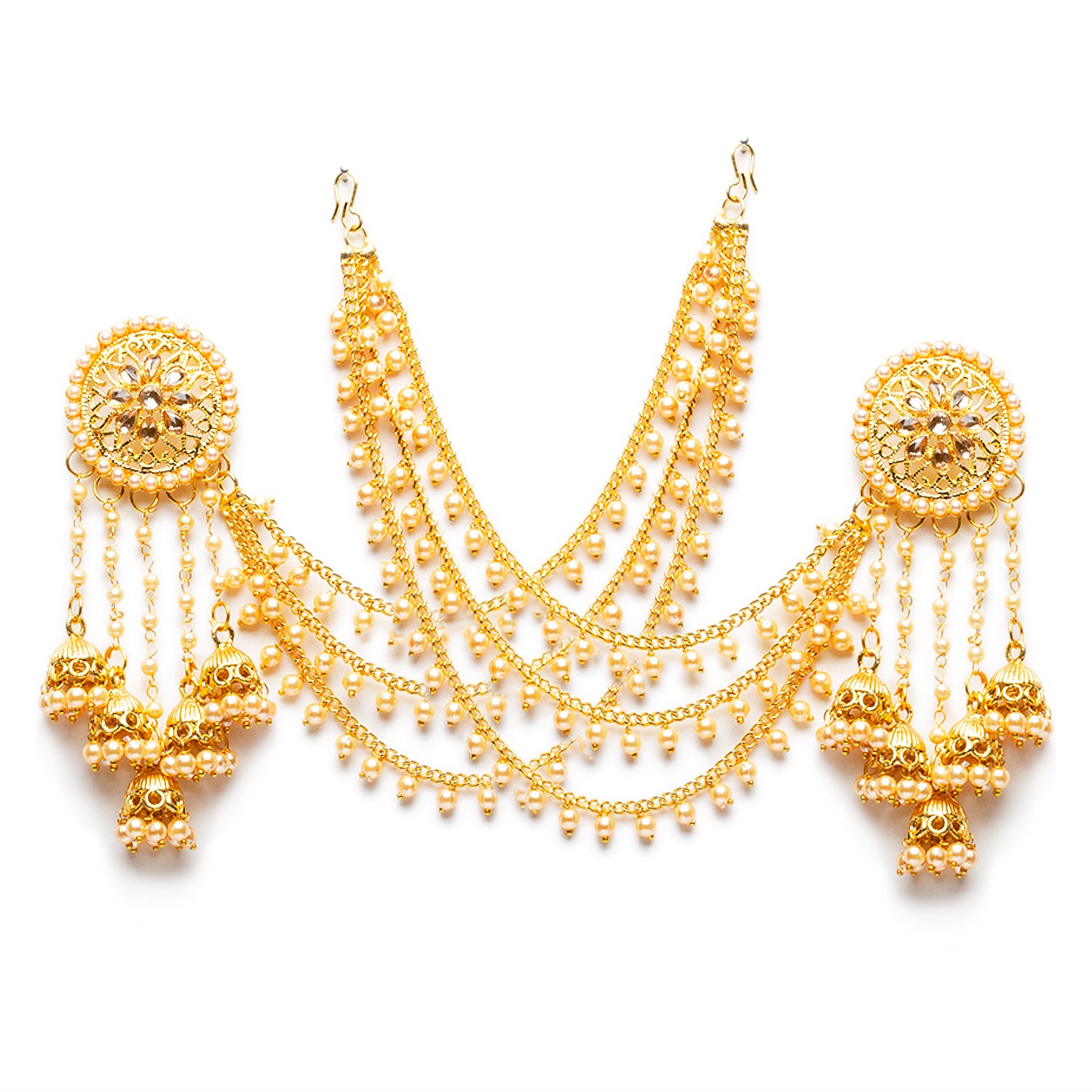 Premium Quality Mehndi Plated Ad Studded Bahubali Earrings - White, स्टड  इयररिंग, स्टड की कान की बाली - Parshva Jewels, Mumbai | ID: 2852577374397