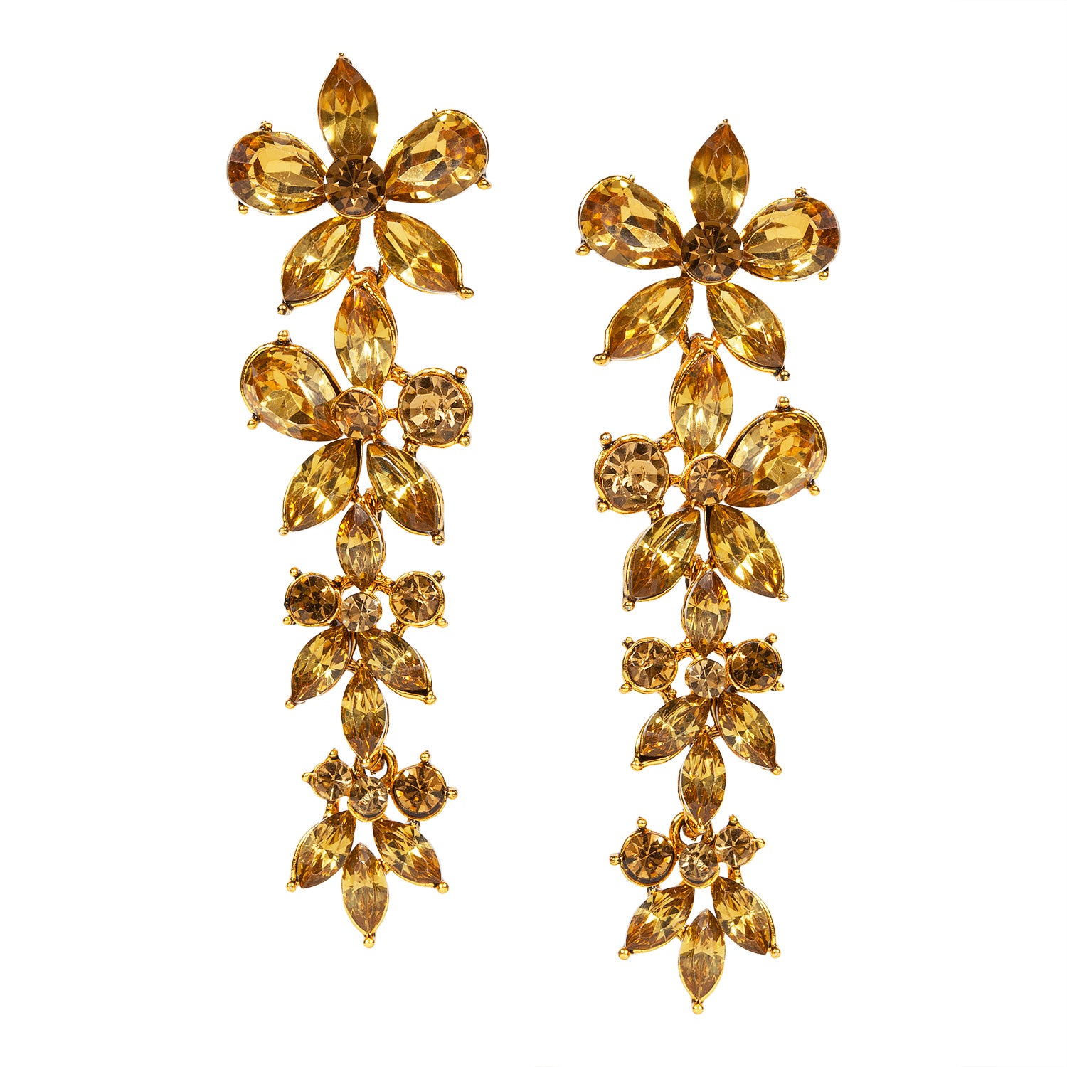 Brass Gold Flower Design Earring at Rs 290/pair in Jaipur | ID: 23162671488