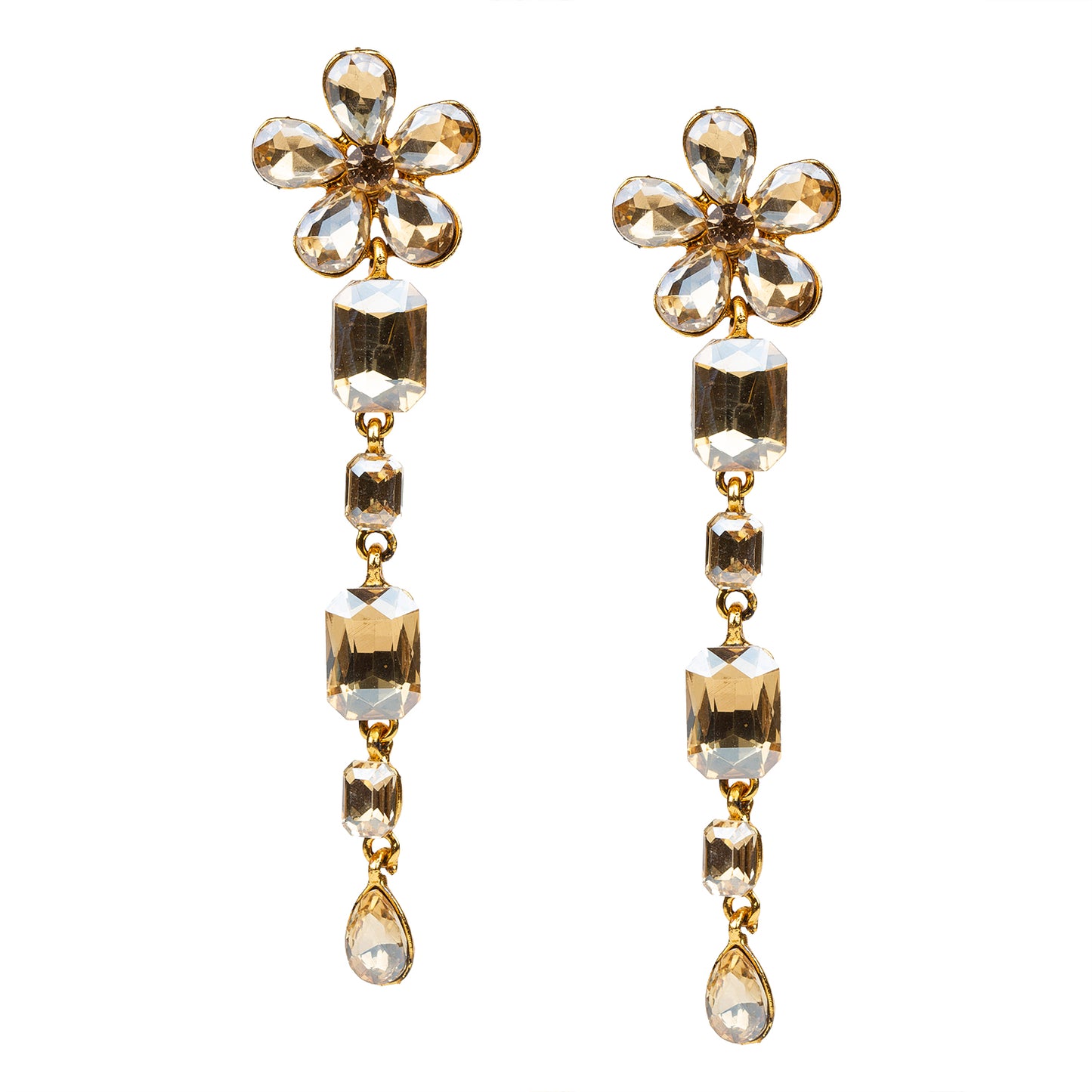 bindhani gold plated long golden stone earrings for women girls