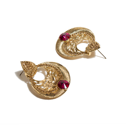 bindhani gold plated golden stone pink stone earrings for women girls