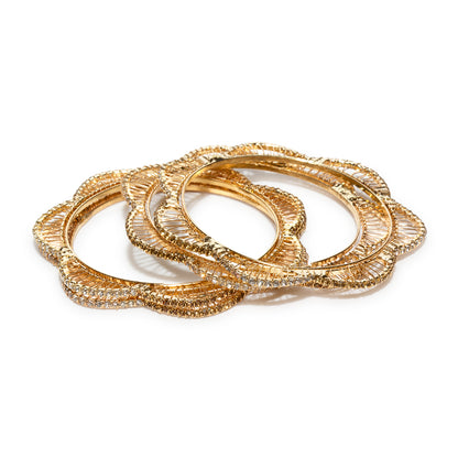 bindhani gold plated golden white stone bangle set for women