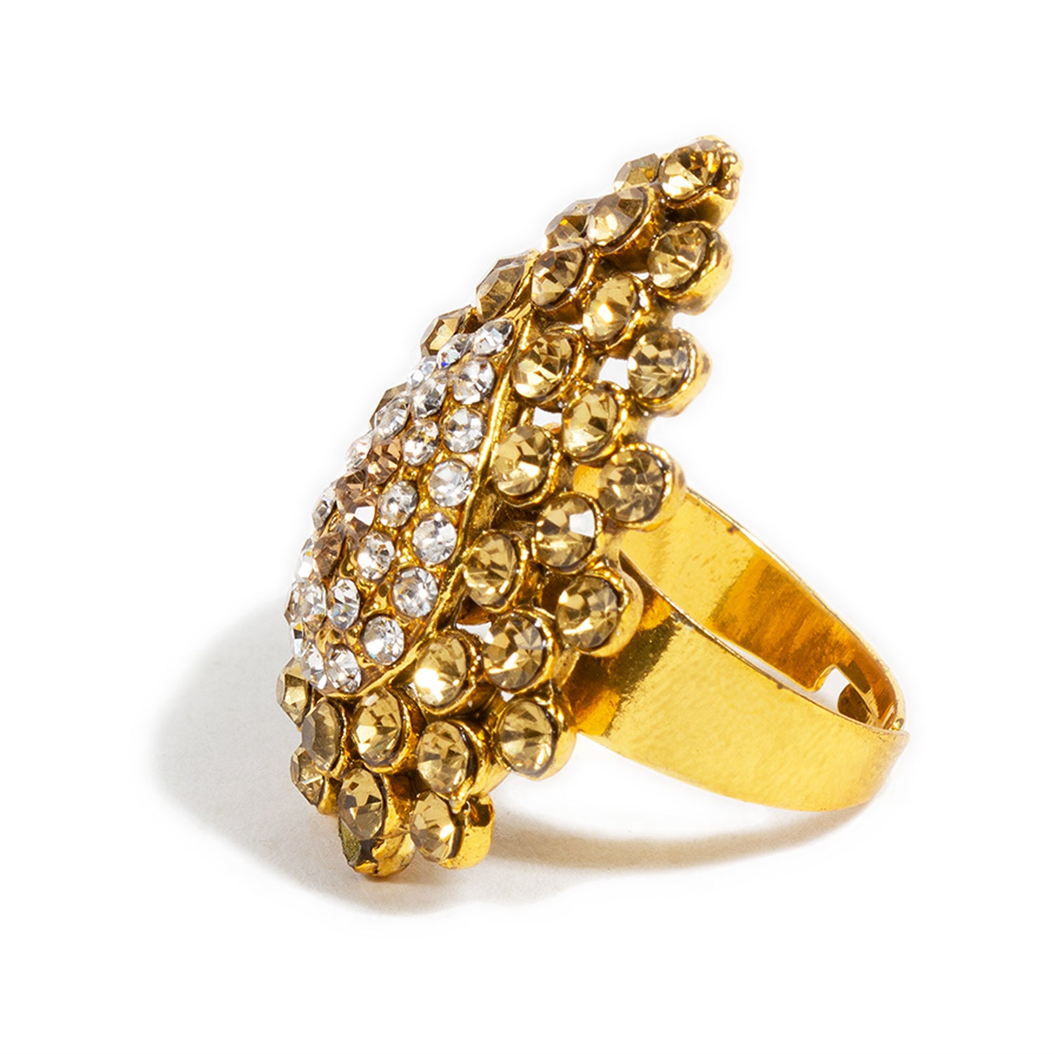 bindhani gold plated golden white stone finger ring for women and girls