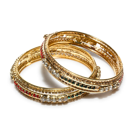 Maroon Green Stone Wedding Bangle Sets