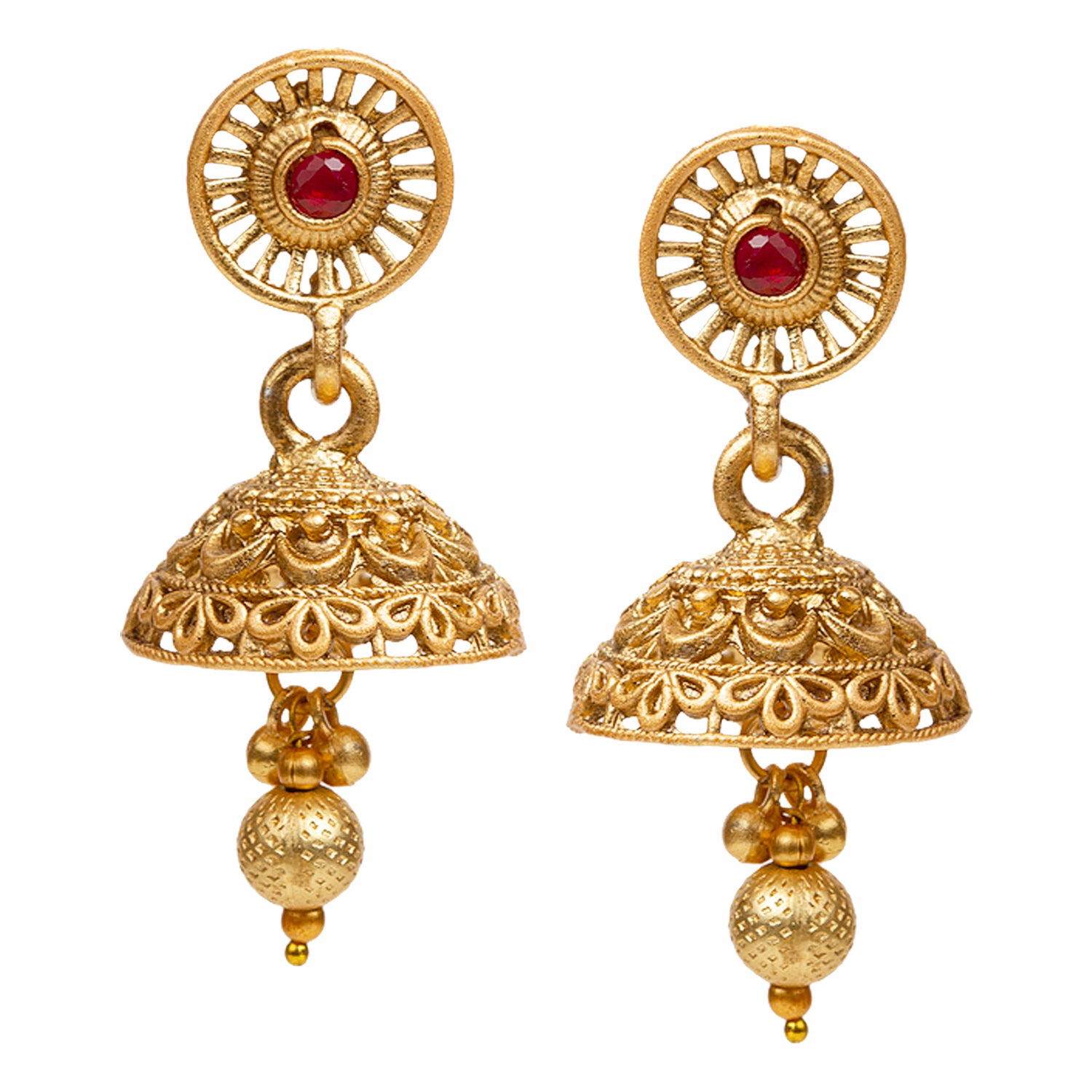 bindhani gold plated indian traditional red green  jhumka earrings for women girls