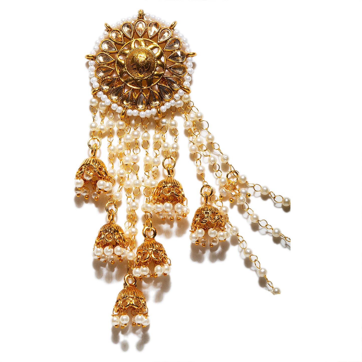 bindhani gold plated jhumki beads stone head chain bahubali earrings for women and girls