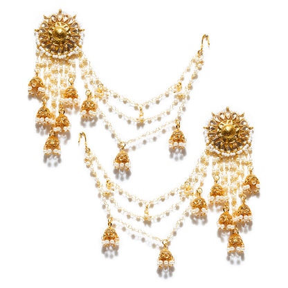 Buy Bindhani Women's Bahubali Jhumka Earrings With Hair Chain