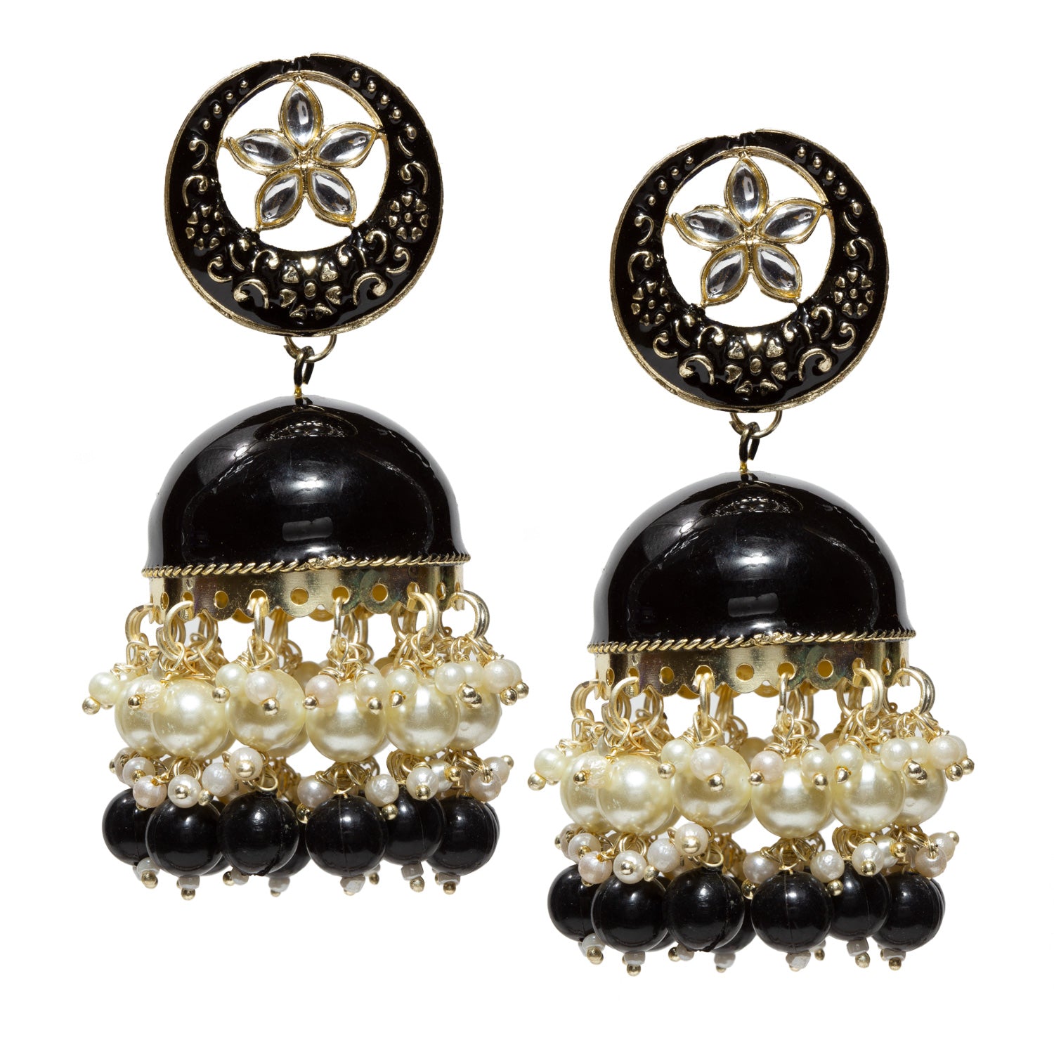 bindhani-gold-plated-kundan-stone-pearl-drop-black-color-meenakari-big-size-jhumka-earrings-for-women-and-girls