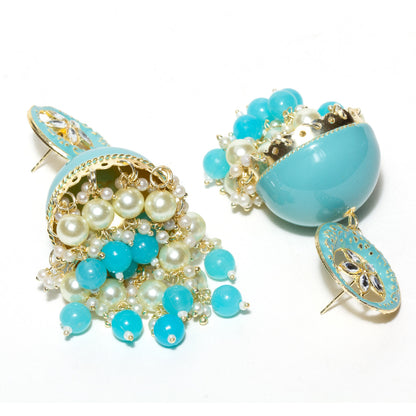 bindhani-gold-plated-kundan-stone-pearl-drop-firozi-color-meenakari-big-size-jhumka-earrings-for-women