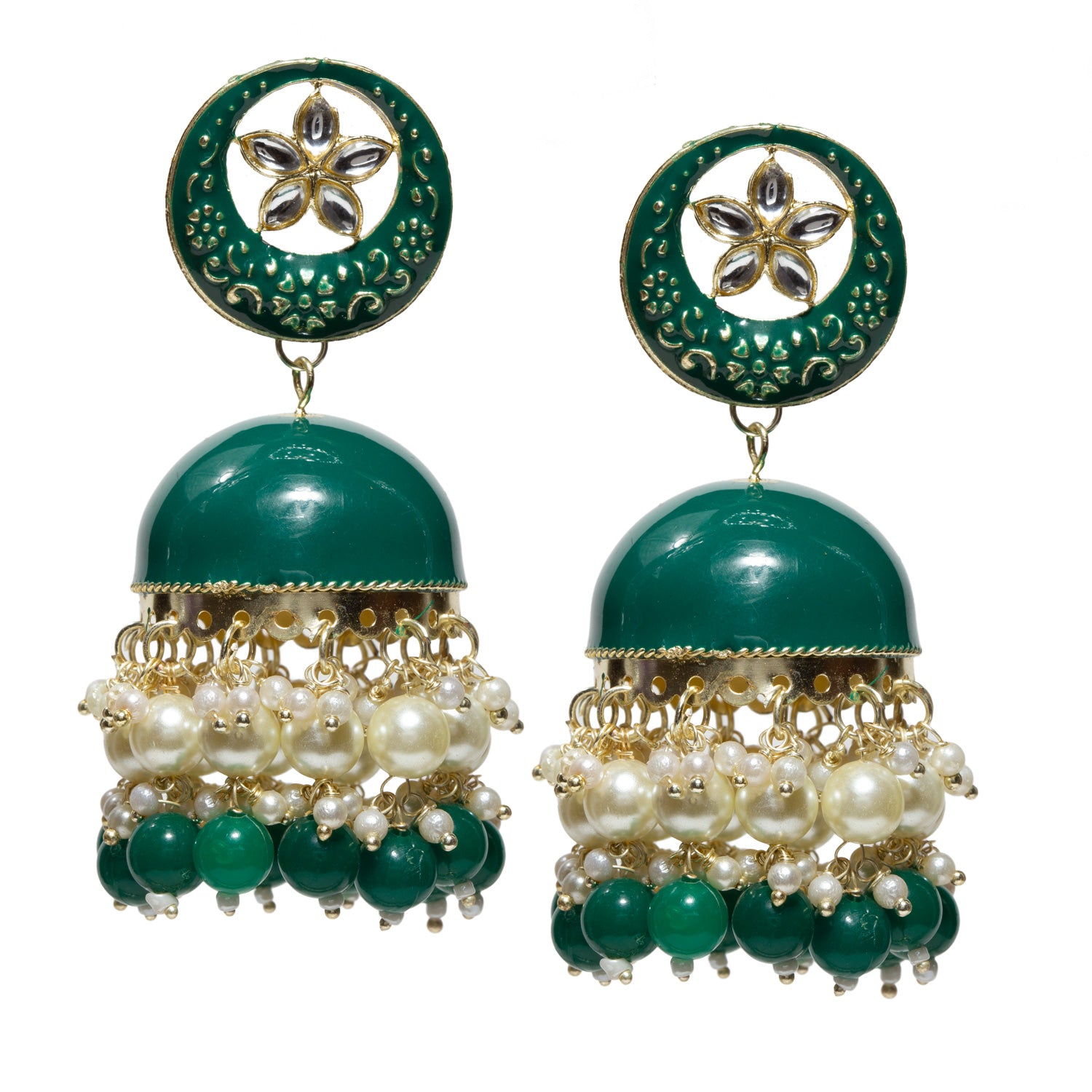 bindhani-gold-plated-kundan-stone-pearl-drop-green-color-meenakari-big-size-jhumka-earrings-for-women-and-girls