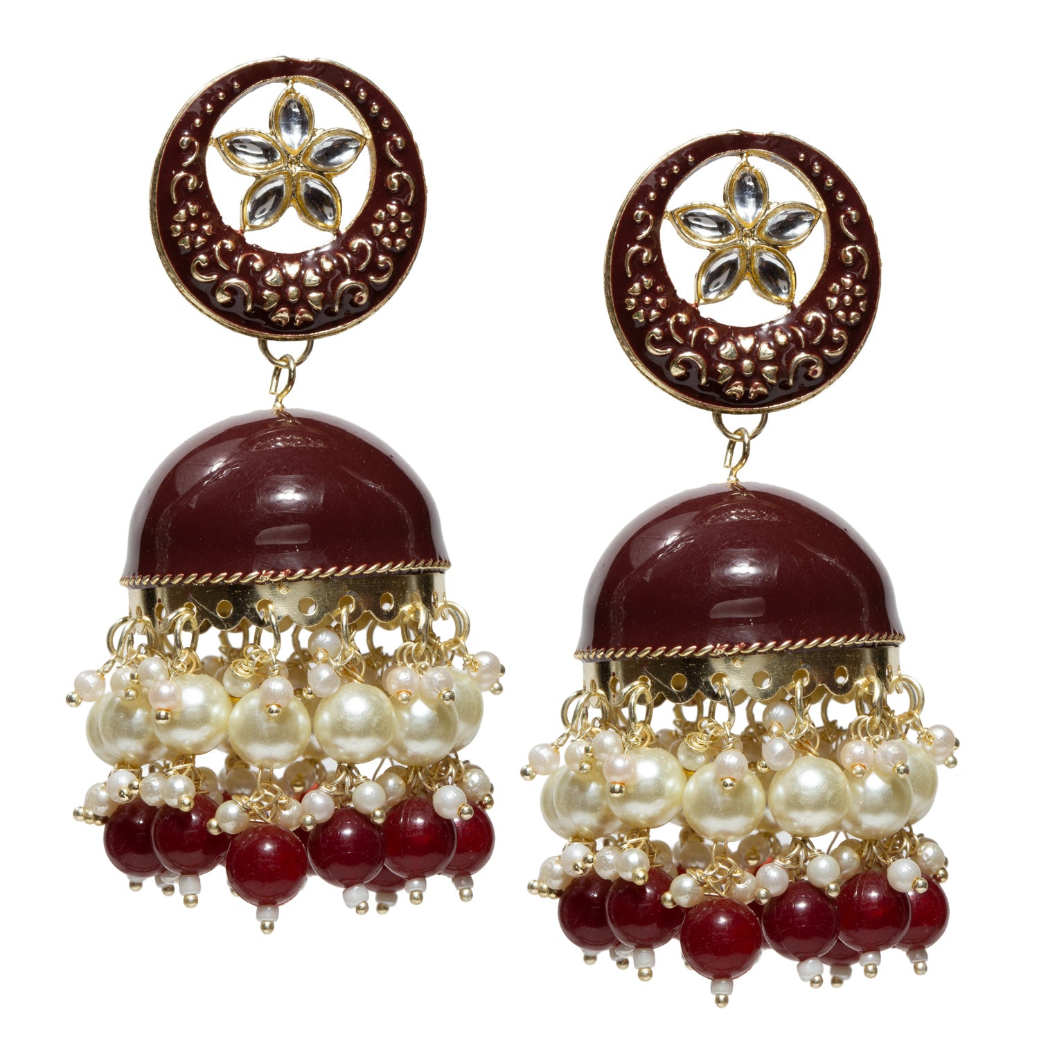 bindhani-gold-plated-kundan-stone-pearl-drop-maroon-color-meenakari-big-size-jhumka-earrings-for-women-and-girls