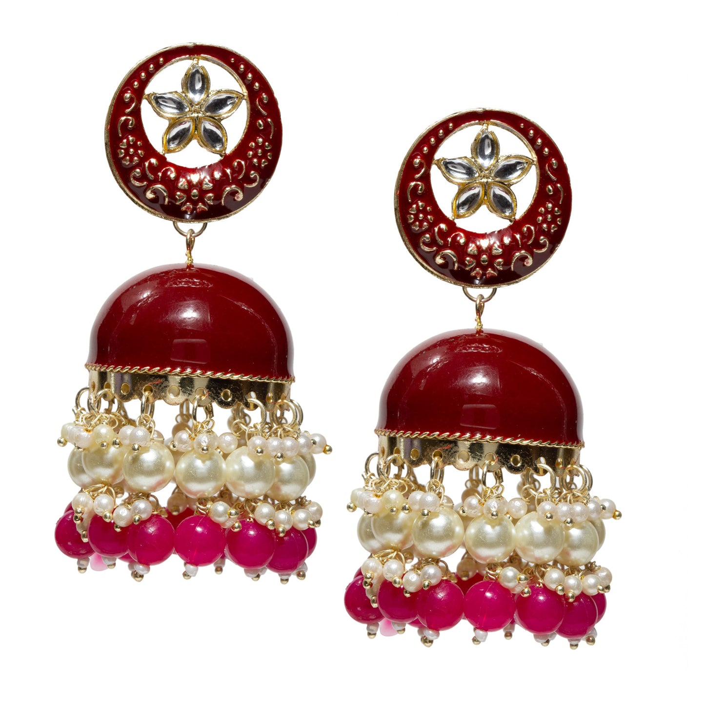 bindhani-gold-plated-kundan-stone-pearl-drop-maroon-pink-color-meenakari-big-size-jhumka-earrings-for-women-and-girls