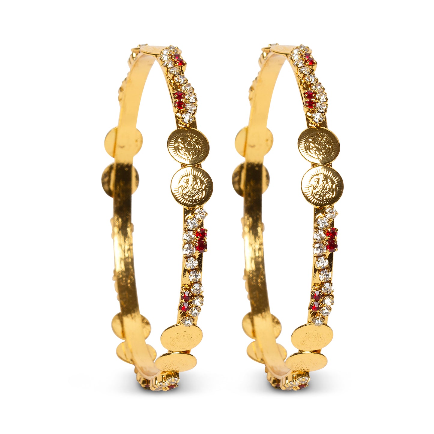 Bindhani gold plated lakshmi bangle maroon white & stone bangle set for women girls