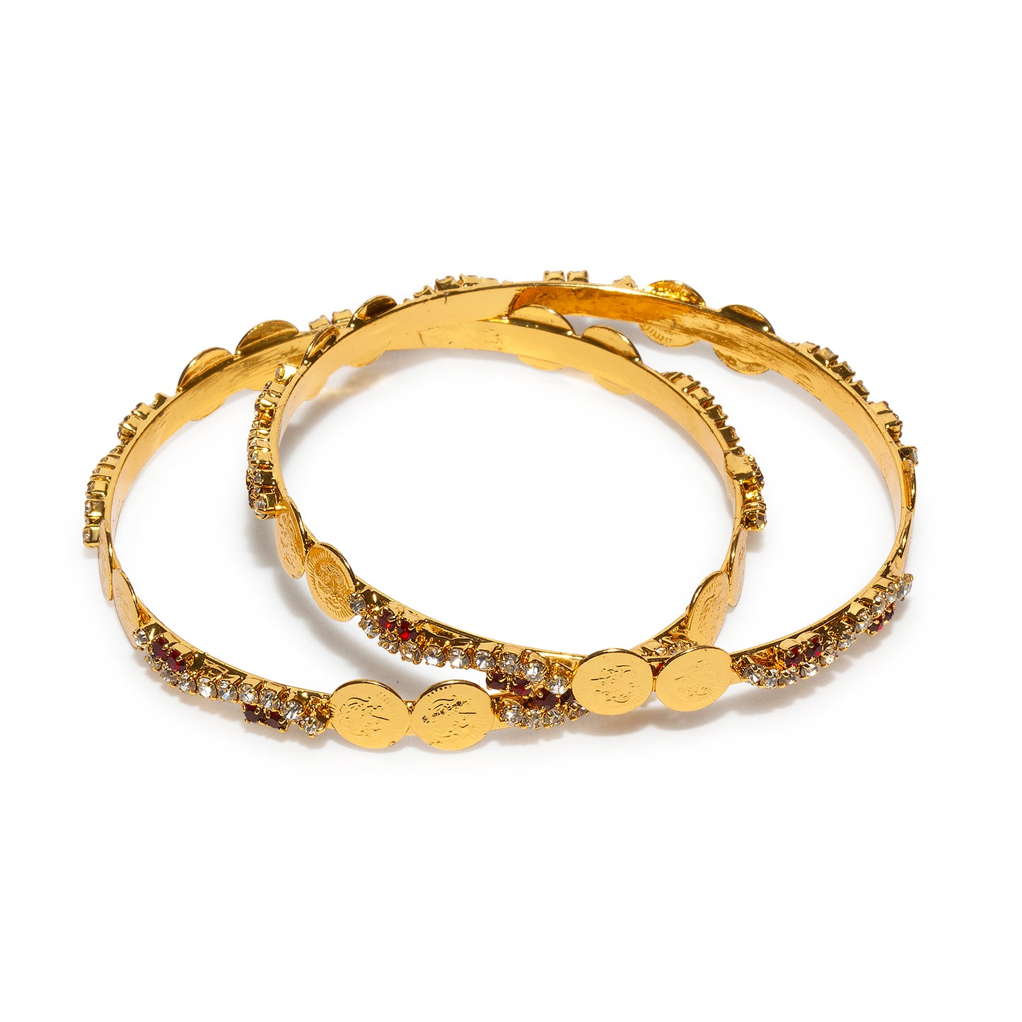 Bindhani gold plated lakshmi bangle maroon white & stone bangle set for women girls