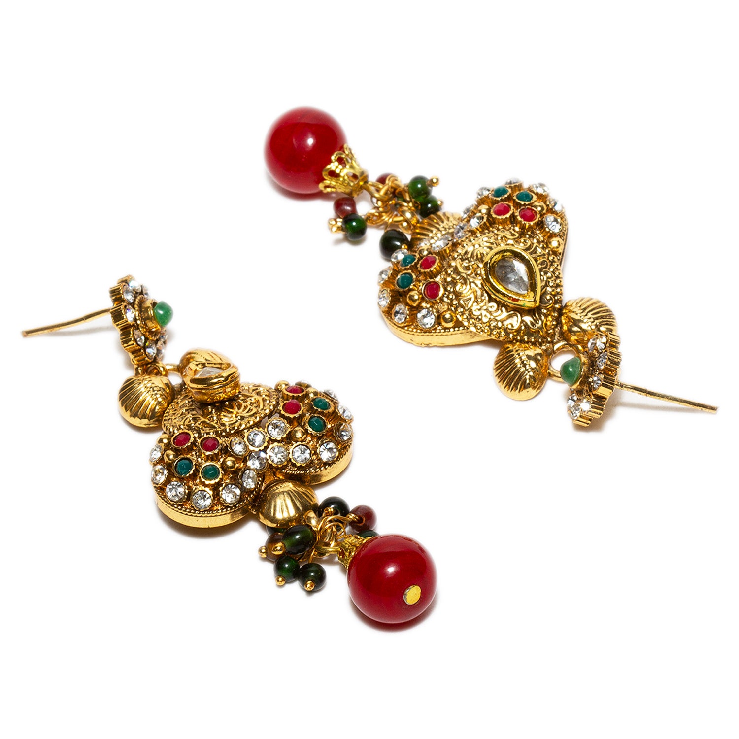 bindhani gold plated maroon drop white kundan white stone for women and girls