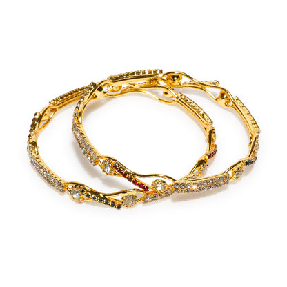 bindhani gold plated maroon green white artificial diamond stone bangle set for women and girls