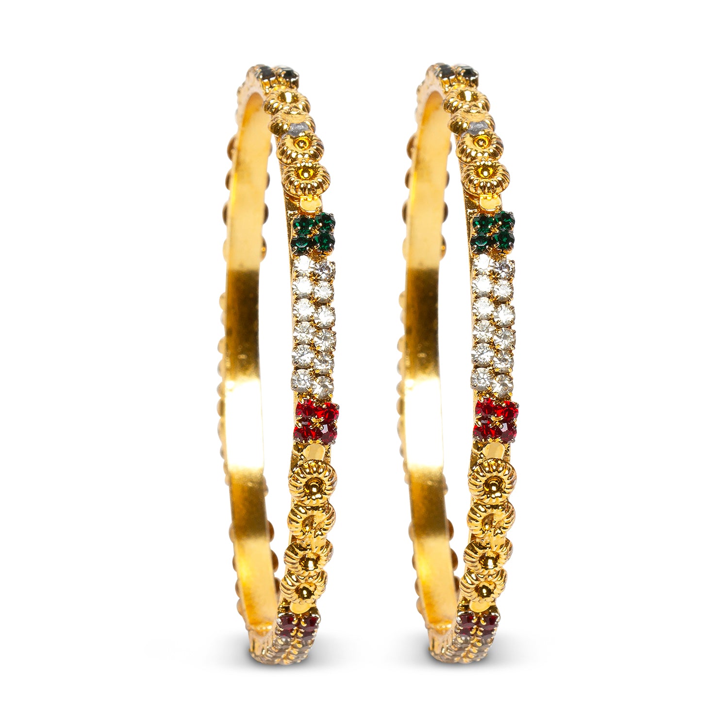 bindhani gold plated maroon green white stone bangle sets for women and girls