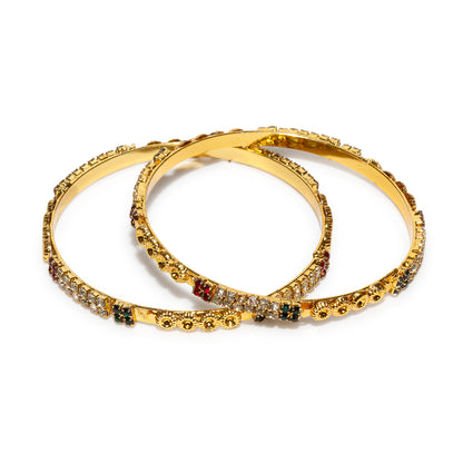 bindhani gold plated maroon green white stone bangle sets for women and girls