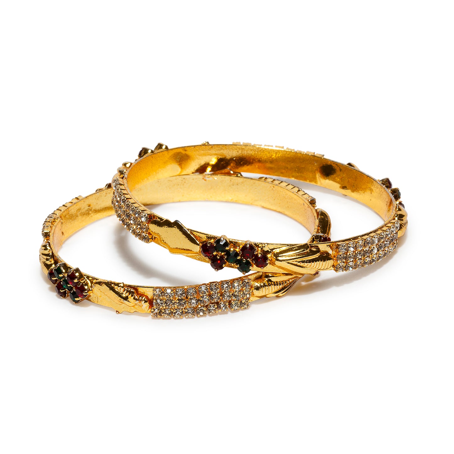 bindhani gold plated maroon green white stone bangle sets for women and girls