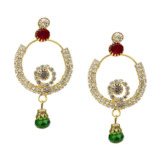 bindhani gold plated maroon green white stone dangle earrings for women girls