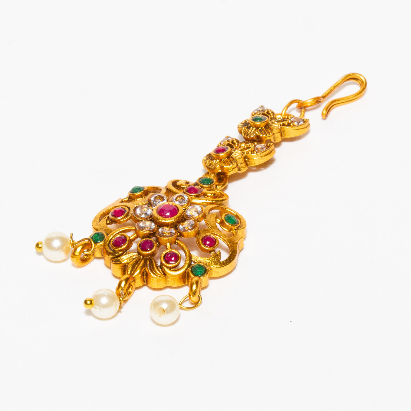 bindhani-gold-plated-maroon-ruby-green-stones-white-pearl-drop-mang-tikka-women