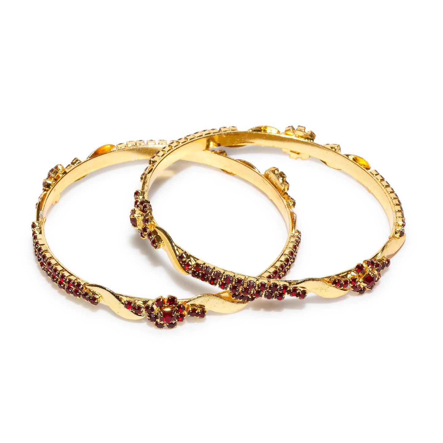 bindhani gold plated maroon stones bangles set for women and girls