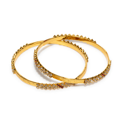 bindhani gold plated maroon white stone bangles set for women and girls