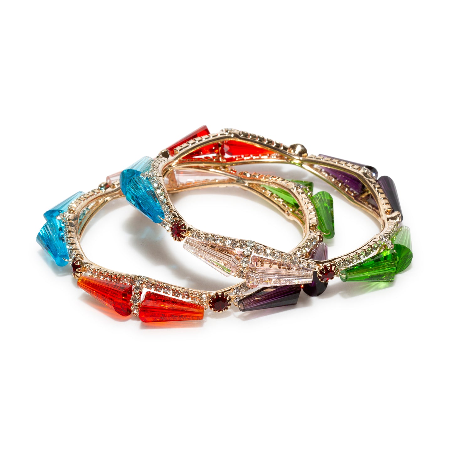 bindhani gold plated multi color crystal bangle set for women and girls