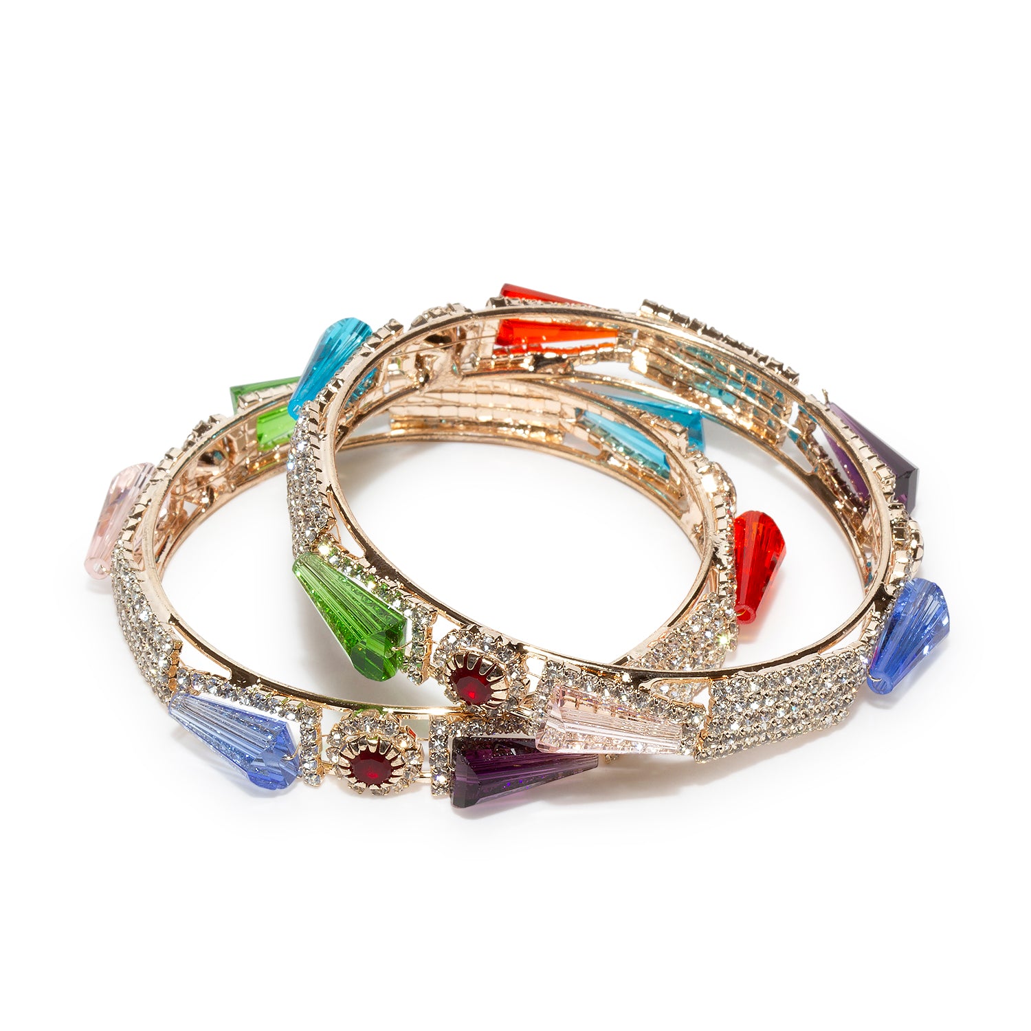 bindhani gold plated multi color crystal bangle set for women and girls