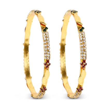 bindhani gold plated maroon green white stone bangle set for women girls