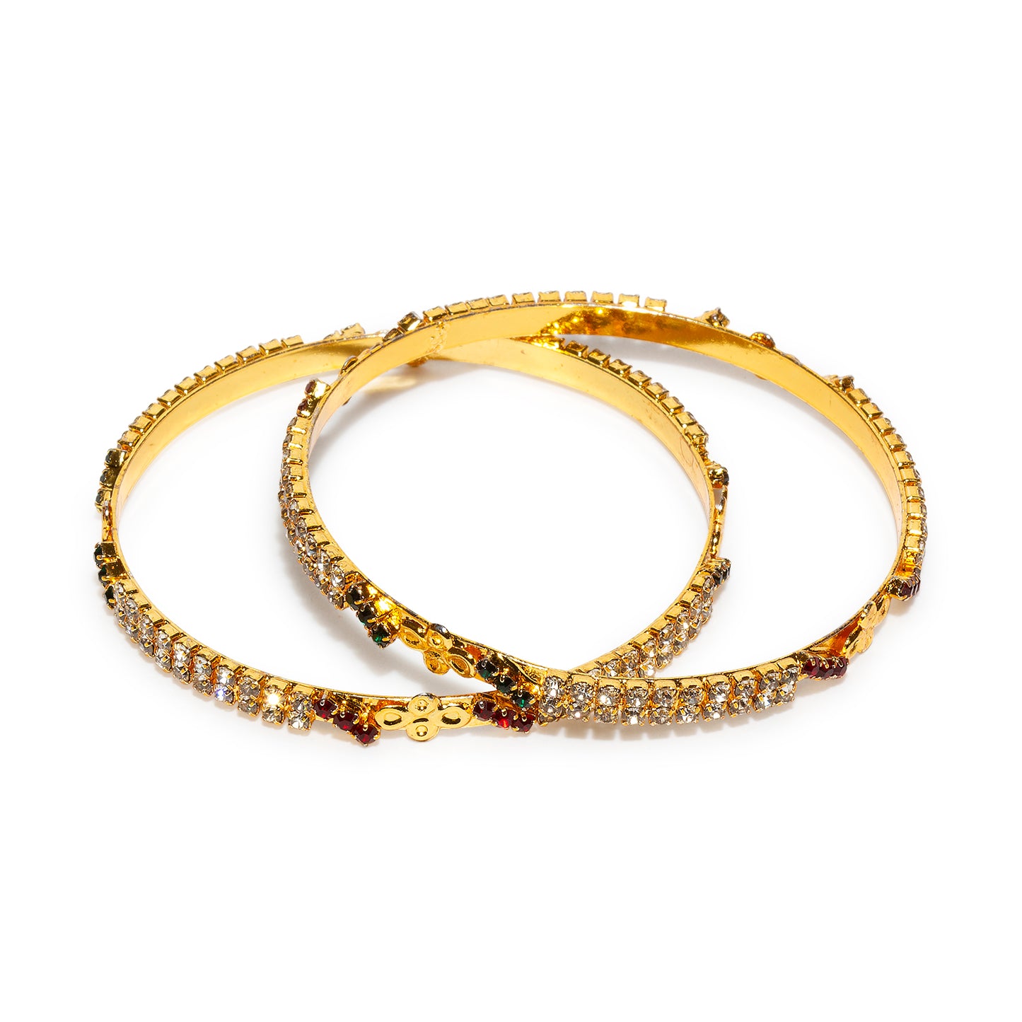 bindhani gold plated multi color stone bangle set for women