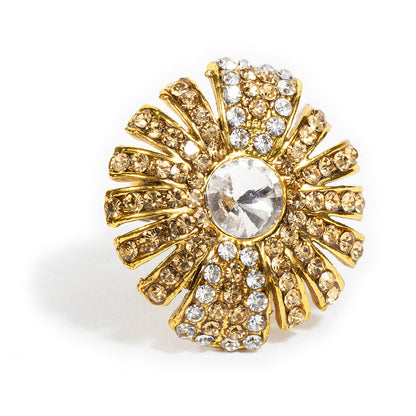 bindhani gold plated new design golden white stone adjustable finger ring for women and girls