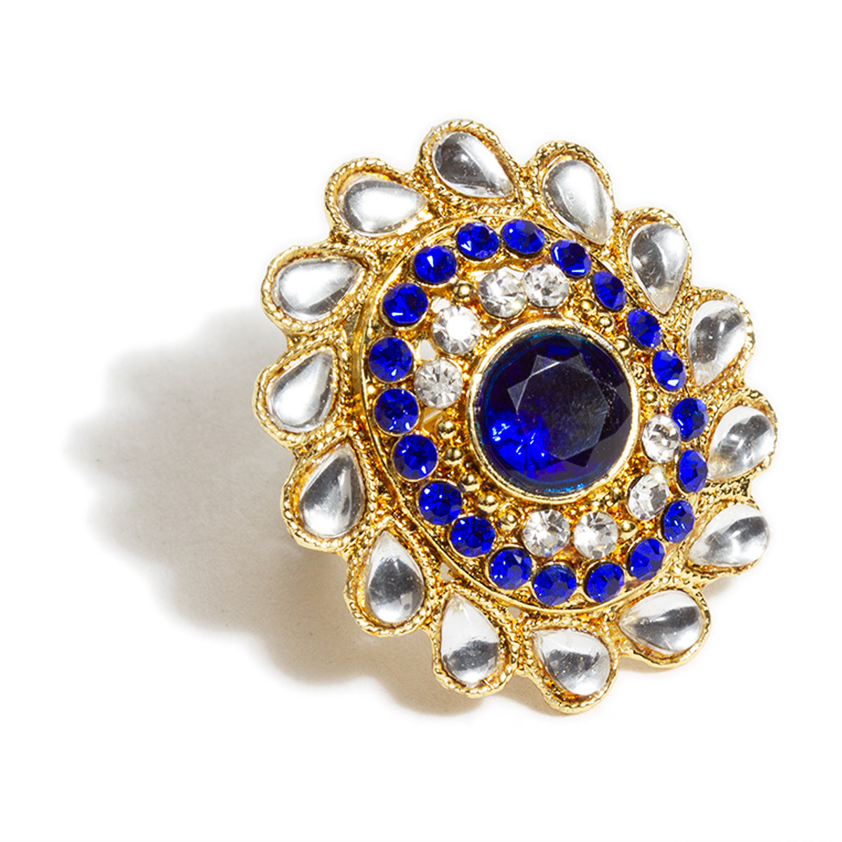 Deep Blue Stone studded Statement Ring for Women -NEERA001SRB –  www.soosi.co.in