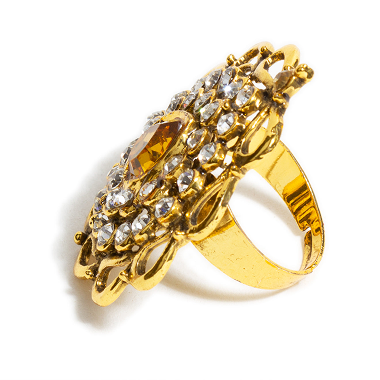 Buy Women's Paisley Golden Stone Ring By Bindhani