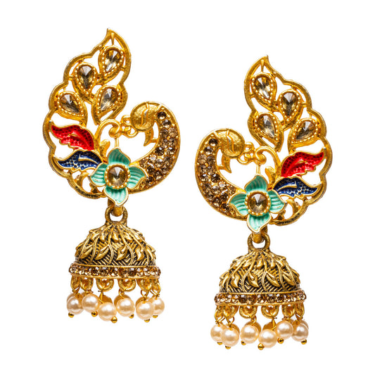 Gold-Toned Peacock Jhumka