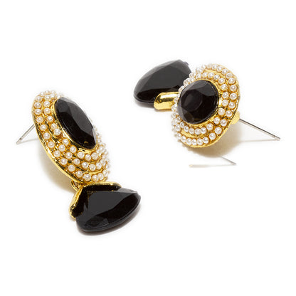 bindhani gold plated pearl black drop earrings for women and girls