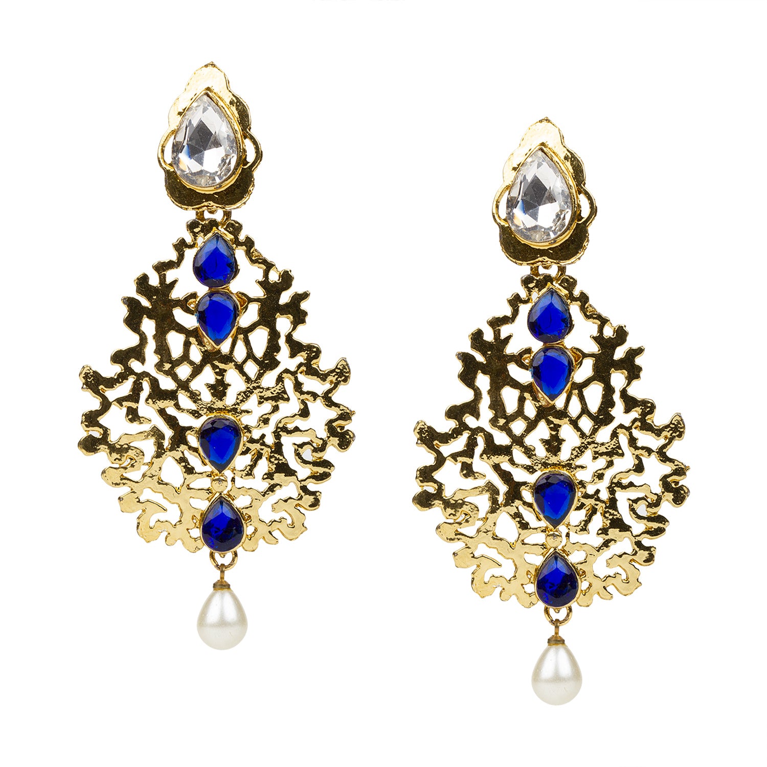 Buy Women's Golden Crystal Stone Earrings By Bindhani