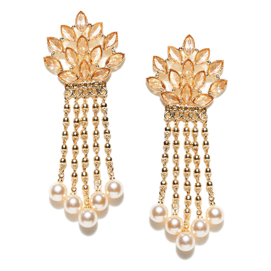 bindhani gold plated pearl drop earrings for women girls