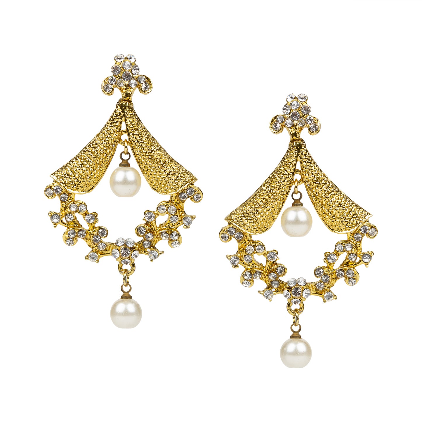 bindhani gold plated pearl drop white stone dangle earrings for women girls