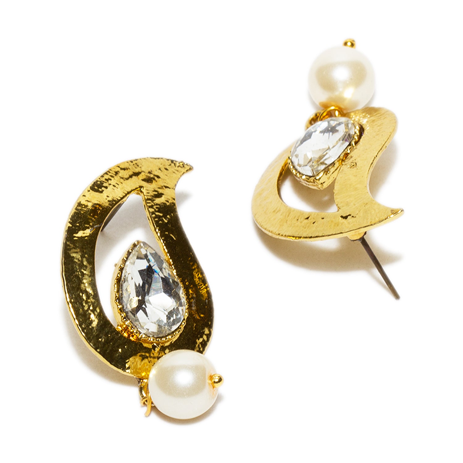 bindhani gold plated pearl drop white stone teardrop earrings for women and teenage girls