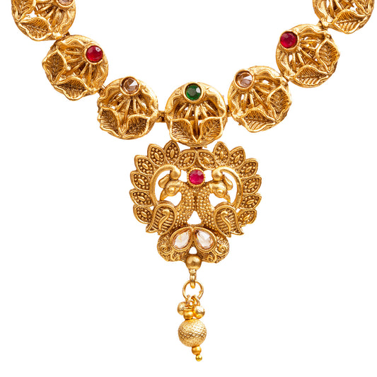 bindhani gold plated red green necklace details for women girls