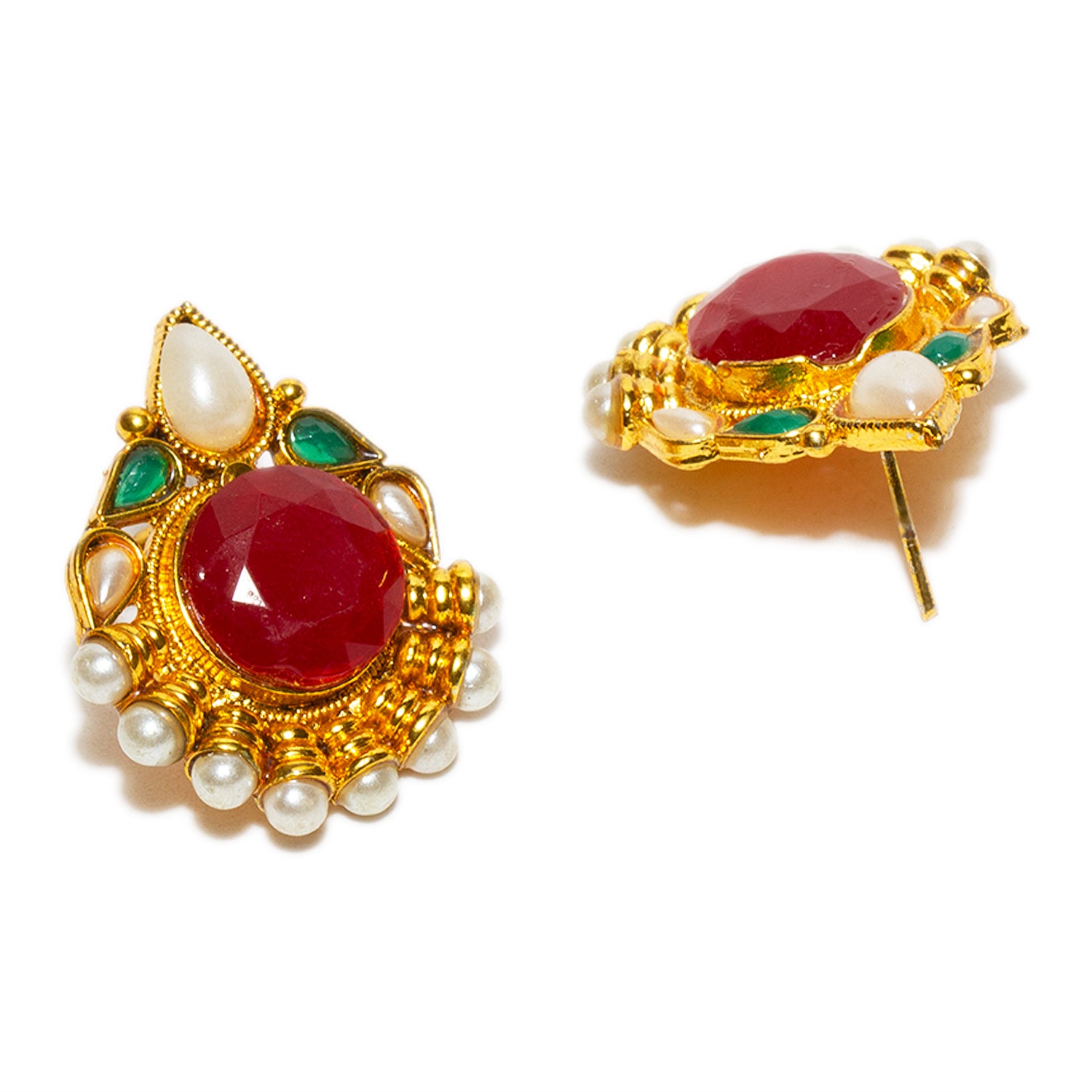 22K Gold Earrings For Women with Pearls & Corals - 235-GER16190 in 12.750  Grams