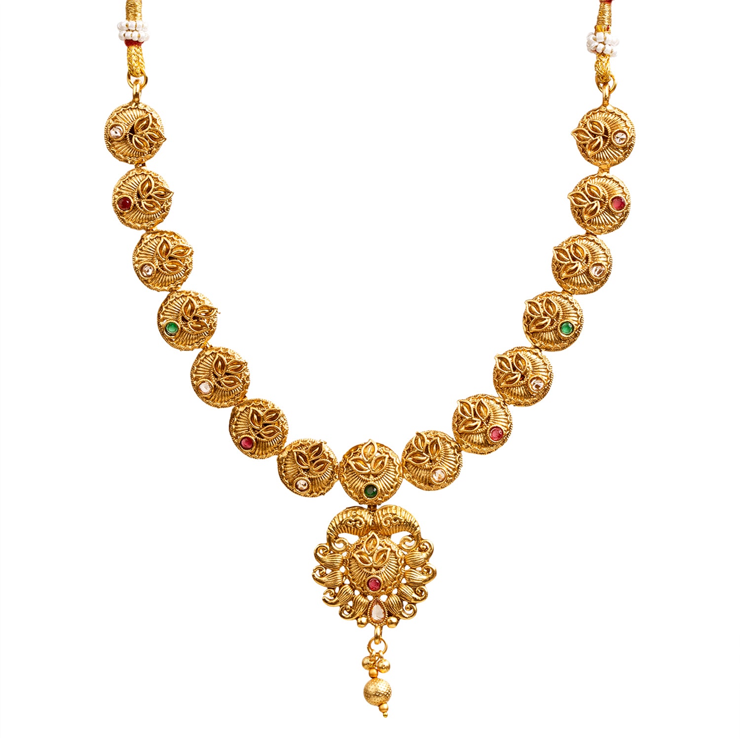 Gorgeous Gold plated Green Maroon Rani Haar Necklace Set for Women – Look  Ethnic