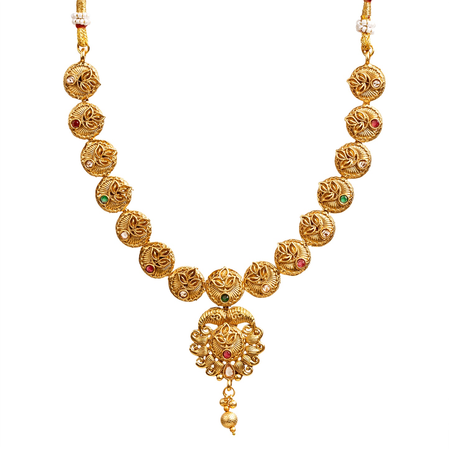 bindhani gold plated red green south india style necklace necklace for women girls