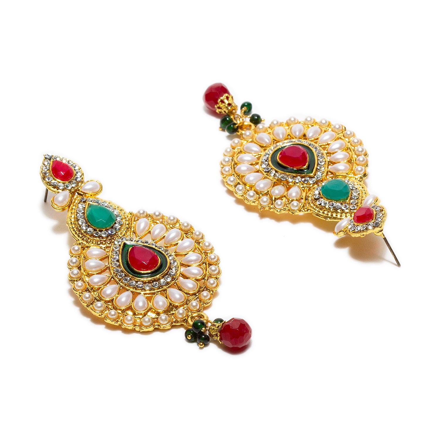 Buy Fashion Jeweliery | Red Pearl Beaded Mirror & Polki Work Earrings |  EST-21SY-018N | Cilory.com